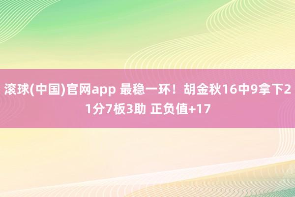 滚球(中国)官网app 最稳一环！胡金秋16中9拿下21分7板3助 正负值+17
