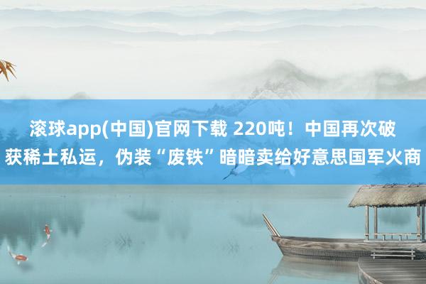 滚球app(中国)官网下载 220吨！中国再次破获稀土私运，伪装“废铁”暗暗卖给好意思国军火商