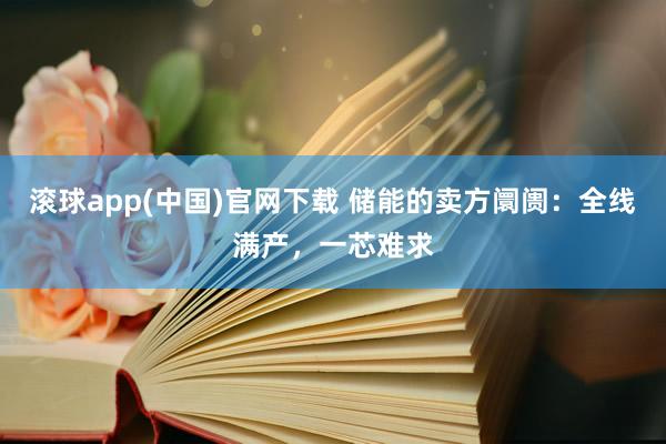 滚球app(中国)官网下载 储能的卖方阛阓：全线满产，一芯难求