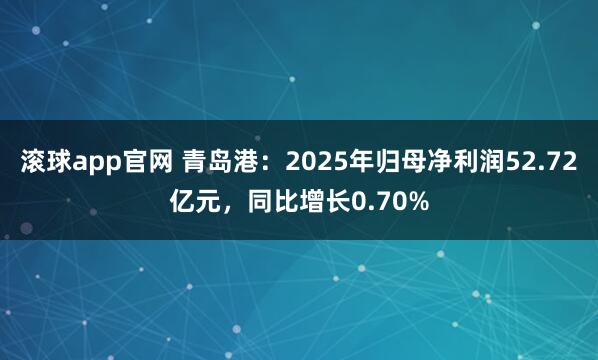 滚球app官网 青岛港：2025年归母净利润52.72亿元，同比增长0.70%