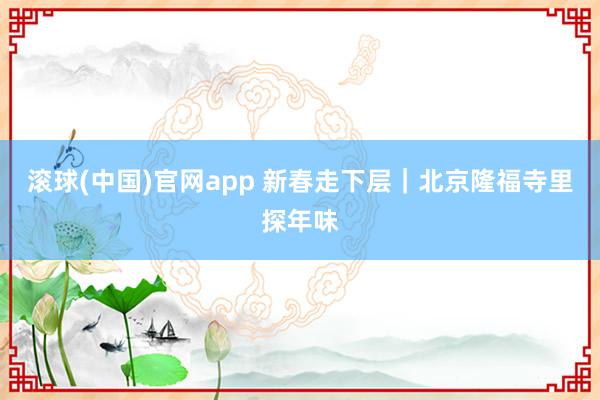 滚球(中国)官网app 新春走下层｜北京隆福寺里探年味