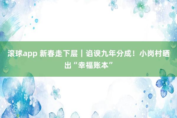 滚球app 新春走下层｜谄谀九年分成！小岗村晒出“幸福账本”