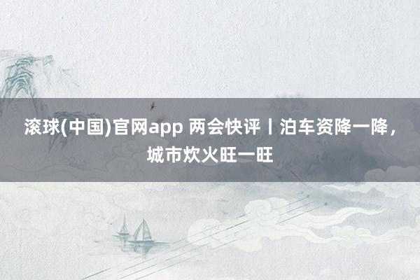 滚球(中国)官网app 两会快评丨泊车资降一降，城市炊火旺一旺