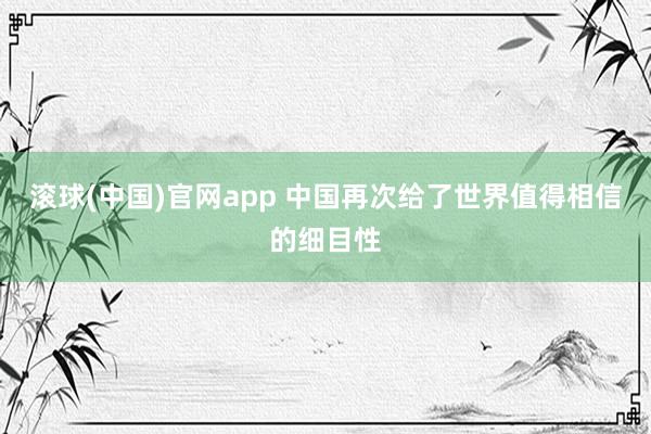 滚球(中国)官网app 中国再次给了世界值得相信的细目性