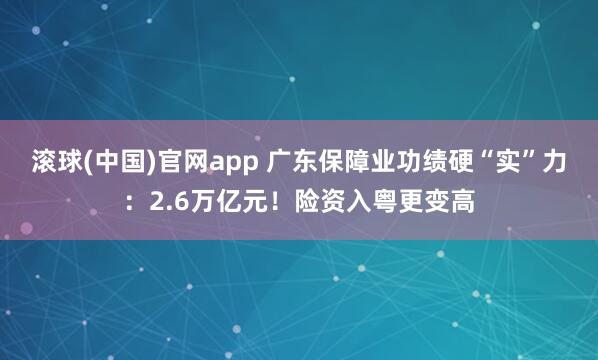 滚球(中国)官网app 广东保障业功绩硬“实”力：2.6万亿元！险资入粤更变高
