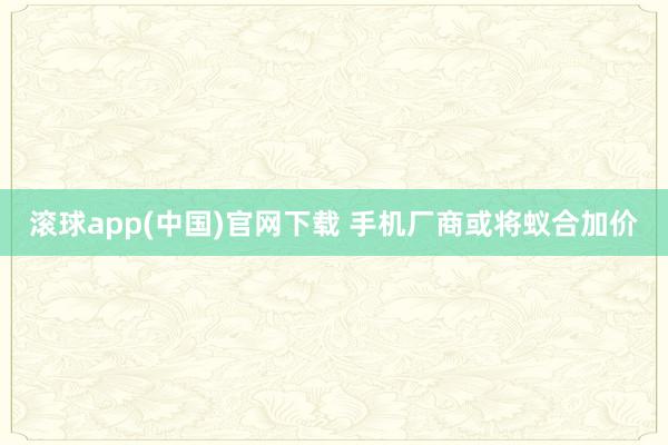 滚球app(中国)官网下载 手机厂商或将蚁合加价