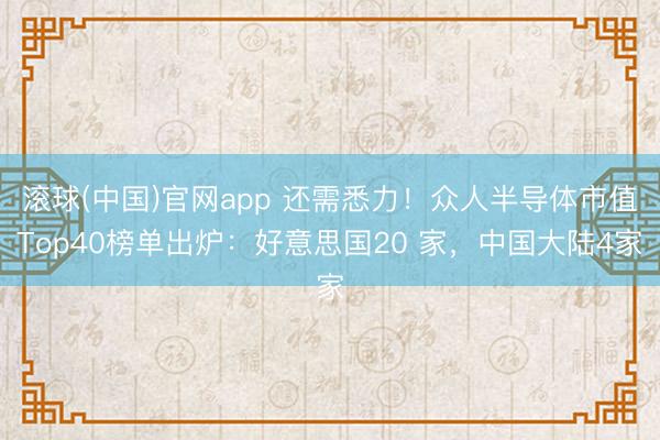 滚球(中国)官网app 还需悉力！众人半导体市值Top40榜单出炉：好意思国20 家，中国大陆4家