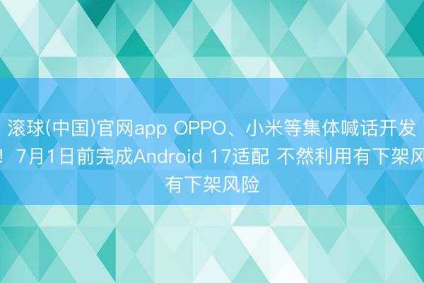 滚球(中国)官网app OPPO、小米等集体喊话开发者！7月1日前完成Android 17适配 不然利用有下架风险