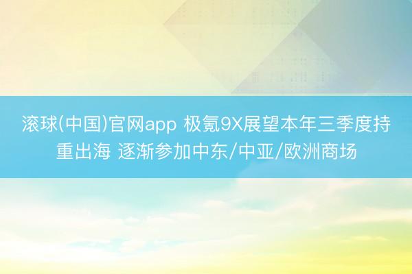 滚球(中国)官网app 极氪9X展望本年三季度持重出海 逐渐参加中东/中亚/欧洲商场