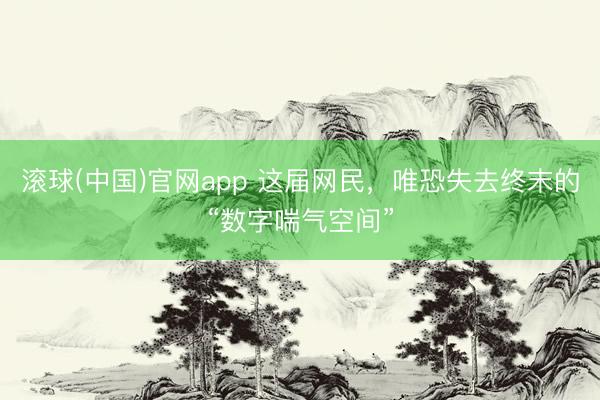 滚球(中国)官网app 这届网民，唯恐失去终末的“数字喘气空间”