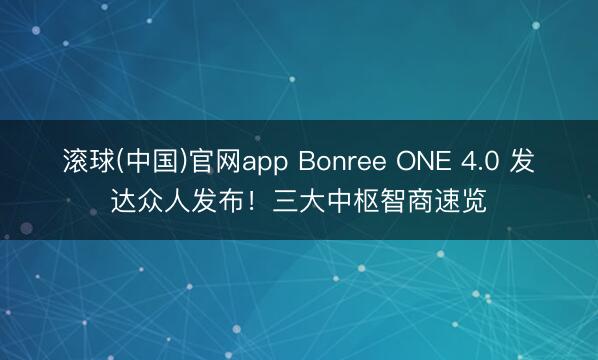 滚球(中国)官网app Bonree ONE 4.0 发达众人发布！三大中枢智商速览