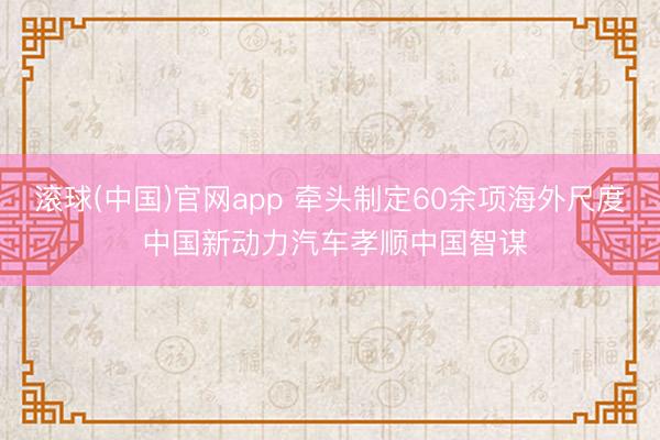 滚球(中国)官网app 牵头制定60余项海外尺度 中国新动力汽车孝顺中国智谋