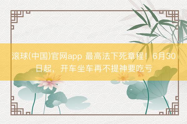 滚球(中国)官网app 最高法下死章程！6月30日起，开车坐车再不提神要吃亏