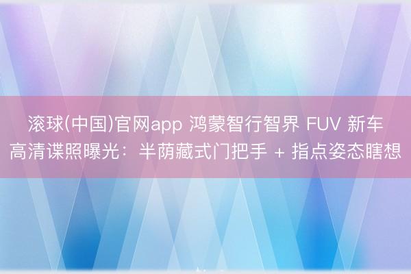 滚球(中国)官网app 鸿蒙智行智界 FUV 新车高清谍照曝光:半荫藏式门把手 + 指点姿态瞎想