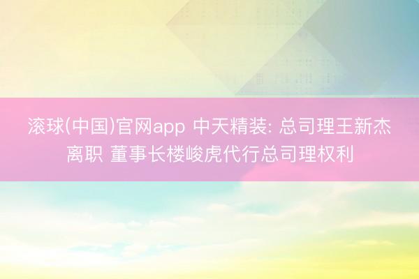 滚球(中国)官网app 中天精装: 总司理王新杰离职 董事长楼峻虎代行总司理权利