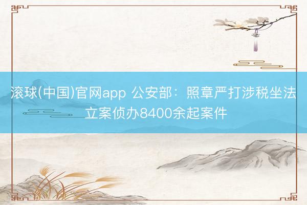 滚球(中国)官网app 公安部：照章严打涉税坐法 立案侦办8400余起案件