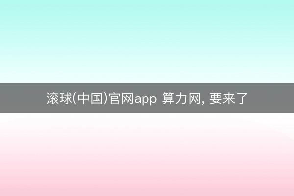 滚球(中国)官网app 算力网， 要来了