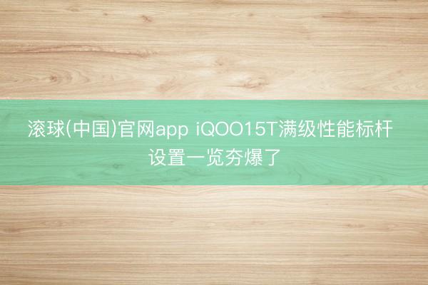 滚球(中国)官网app iQOO15T满级性能标杆 设置一览夯爆了