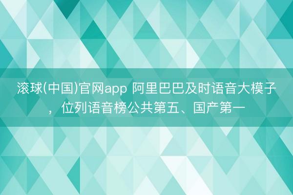 滚球(中国)官网app 阿里巴巴及时语音大模子，位列语音榜公共第五、国产第一