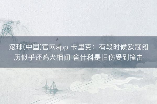 滚球(中国)官网app 卡里克：有段时候欧冠阅历似乎还鸡犬相闻 舍什科是旧伤受到撞击
