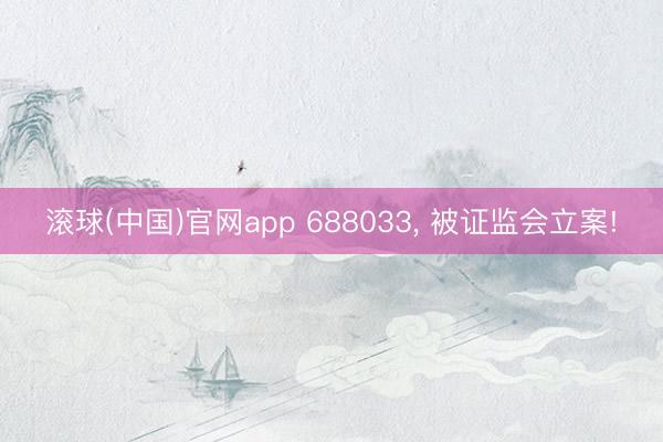 滚球(中国)官网app 688033， 被证监会立案!