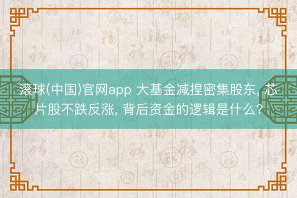 滚球(中国)官网app 大基金减捏密集股东， 芯片股不跌反涨， 背后资金的逻辑是什么?