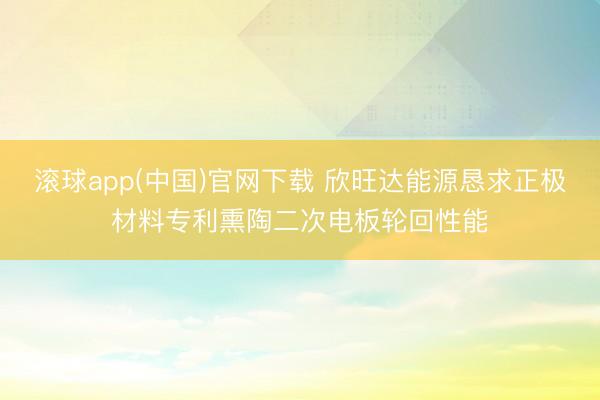 滚球app(中国)官网下载 欣旺达能源恳求正极材料专利熏陶二次电板轮回性能