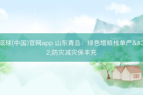 滚球(中国)官网app 山东青岛:绿色增粮栈单产 防灾减灾保丰充